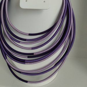 Purple Wrapped Cord Multistrand Collar Necklace